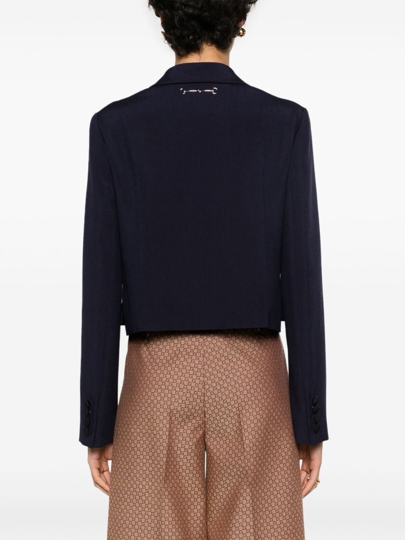 Black Double-breasted Cropped Jacket