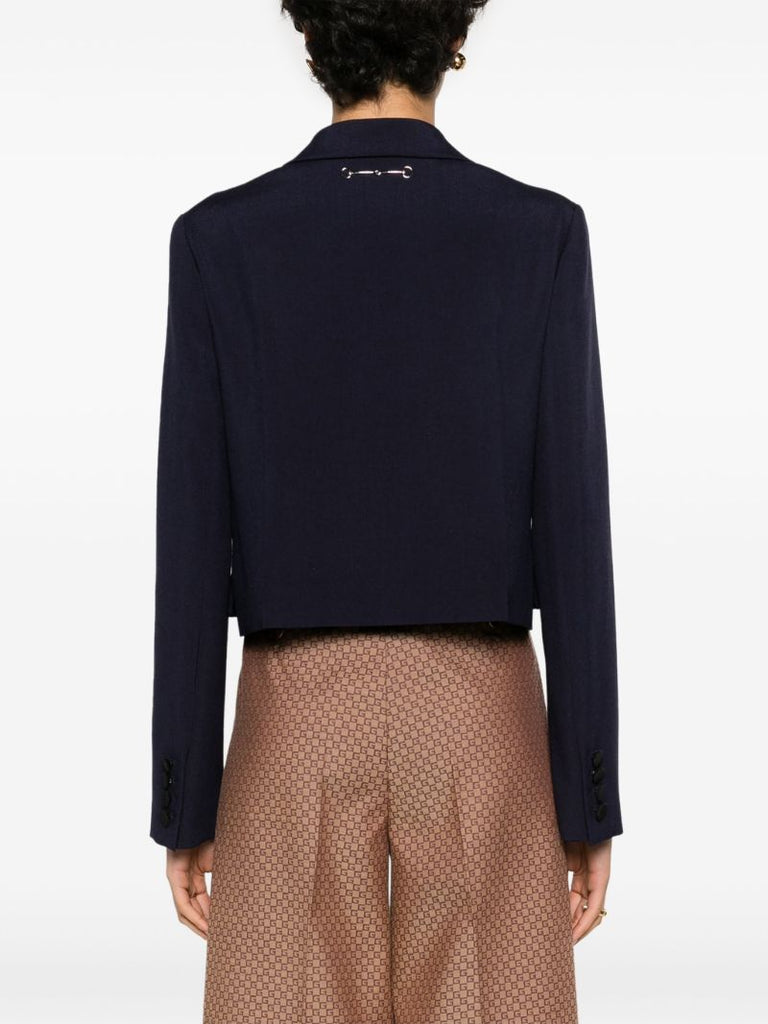 Black Double-breasted Cropped Jacket