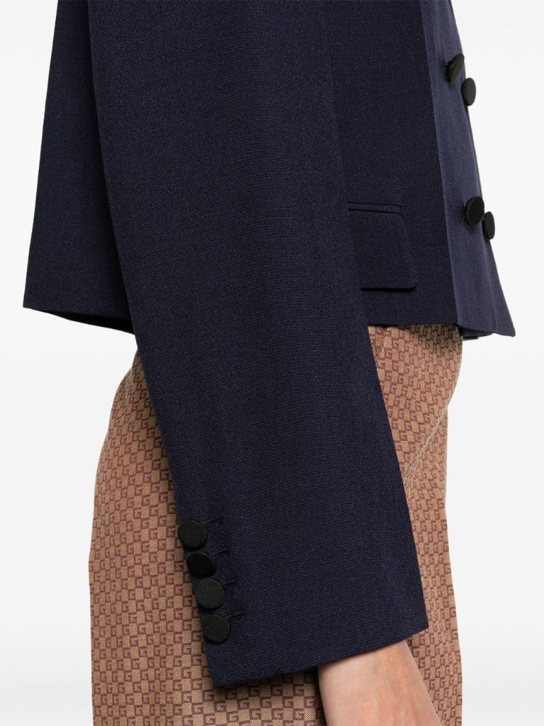 Black Double-breasted Cropped Jacket