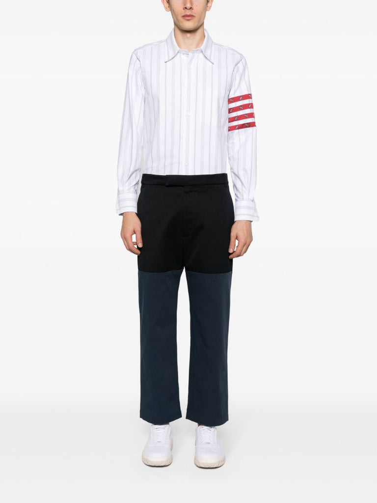 Blue Unconstructed Combo Straight-leg Trousers