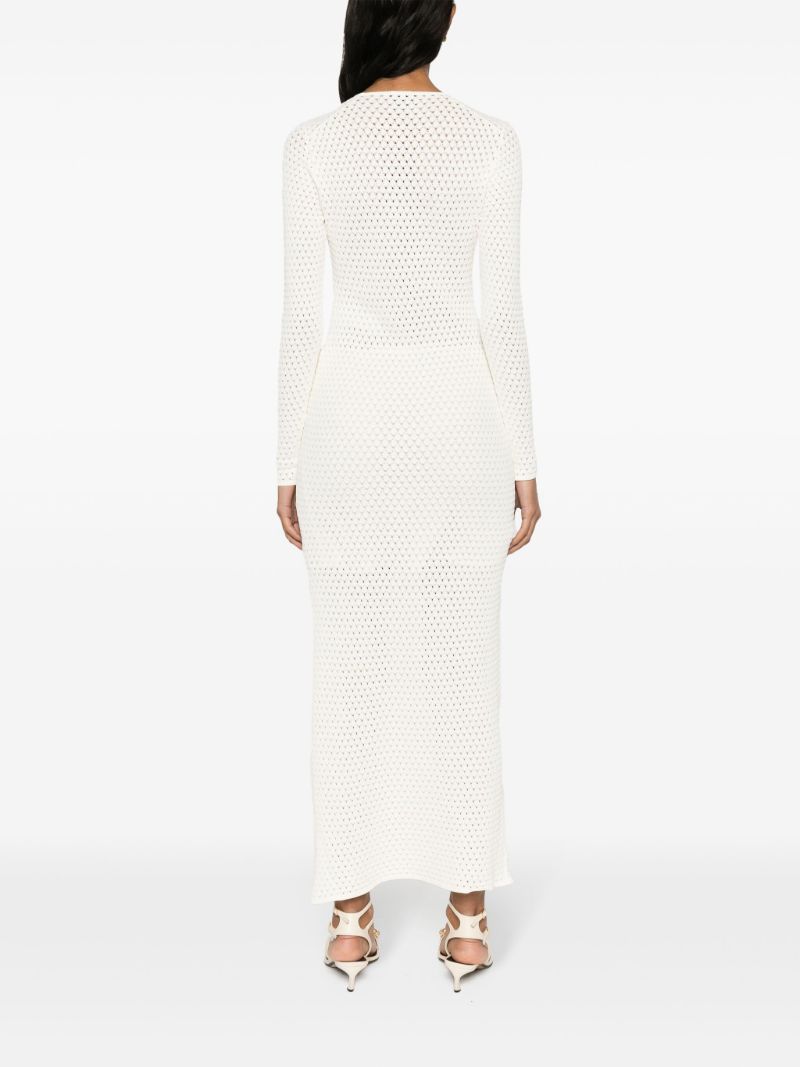 White Pointelle-knit Maxi Dress