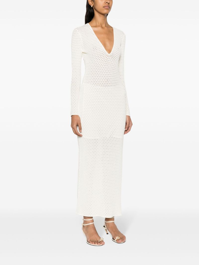 White Pointelle-knit Maxi Dress