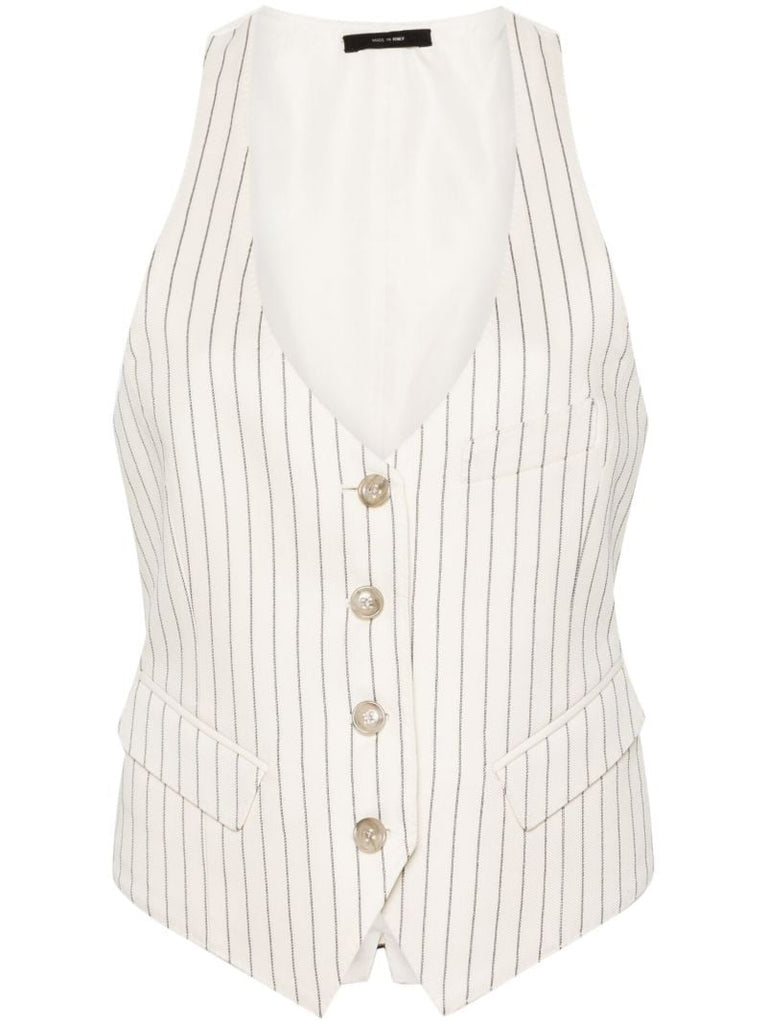 Neutral V-neck Striped Vest