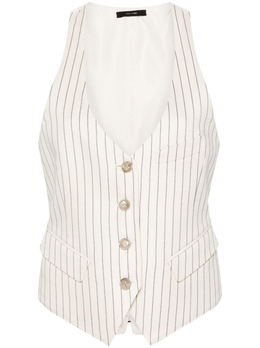 Neutral V-neck Striped Vest