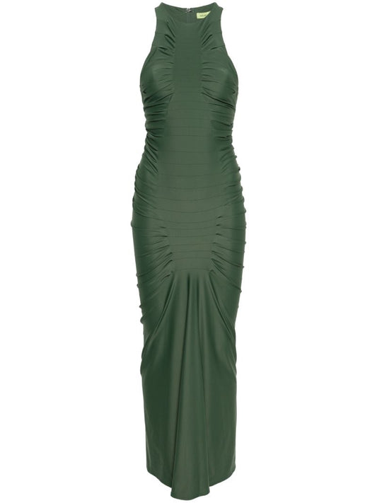 Green Deni Draped Maxi Dress