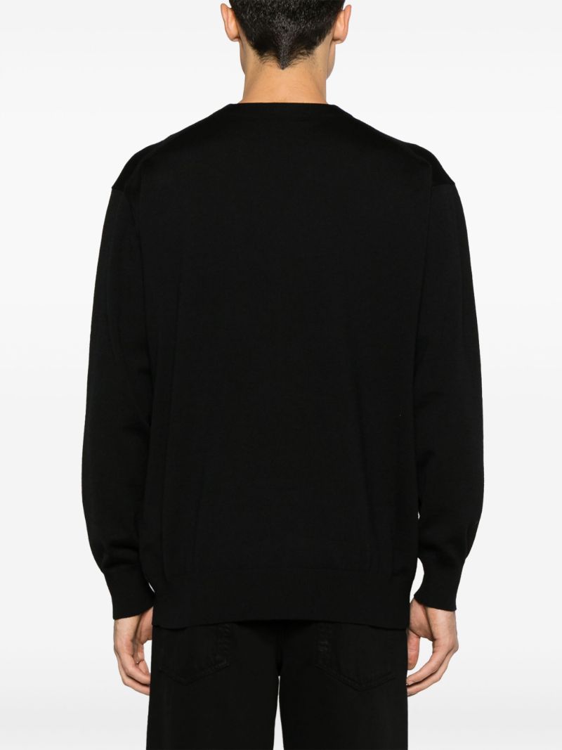 Black Panelled Wool Cardigan