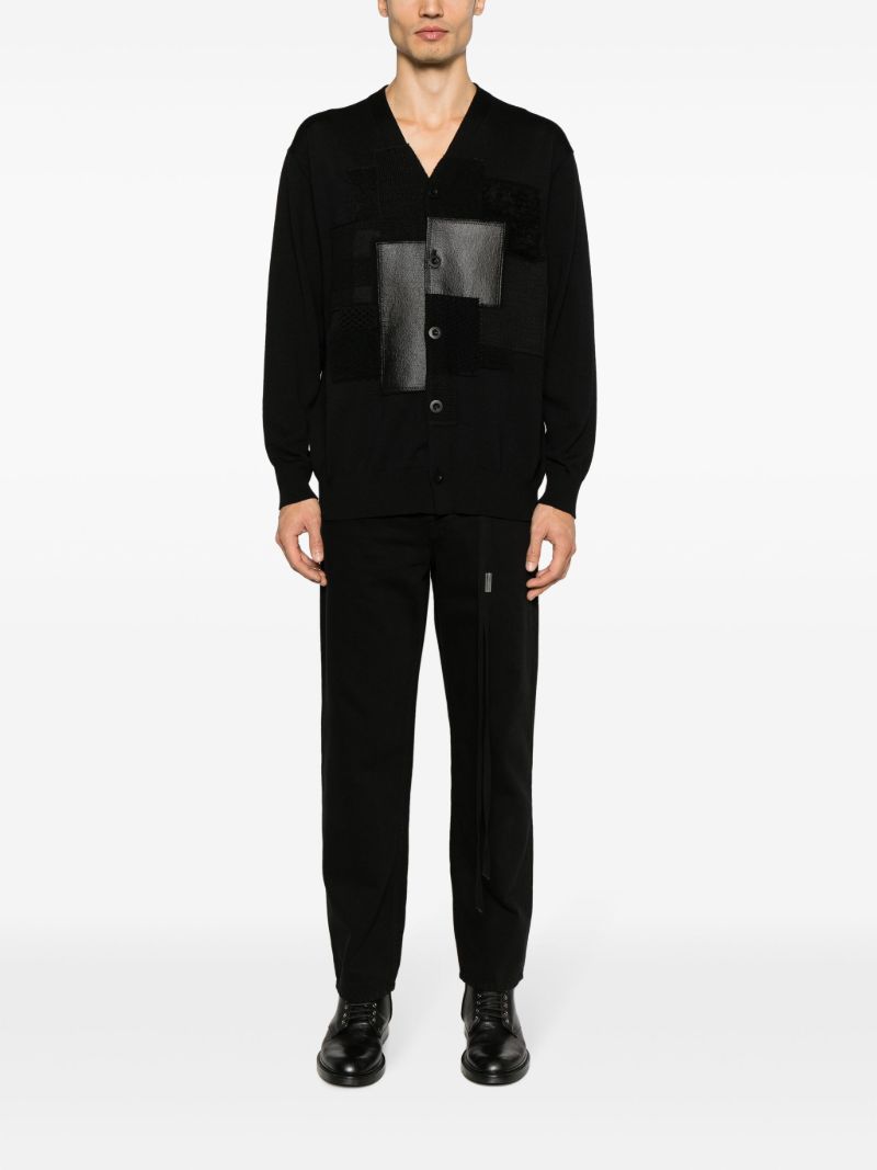 Black Panelled Wool Cardigan