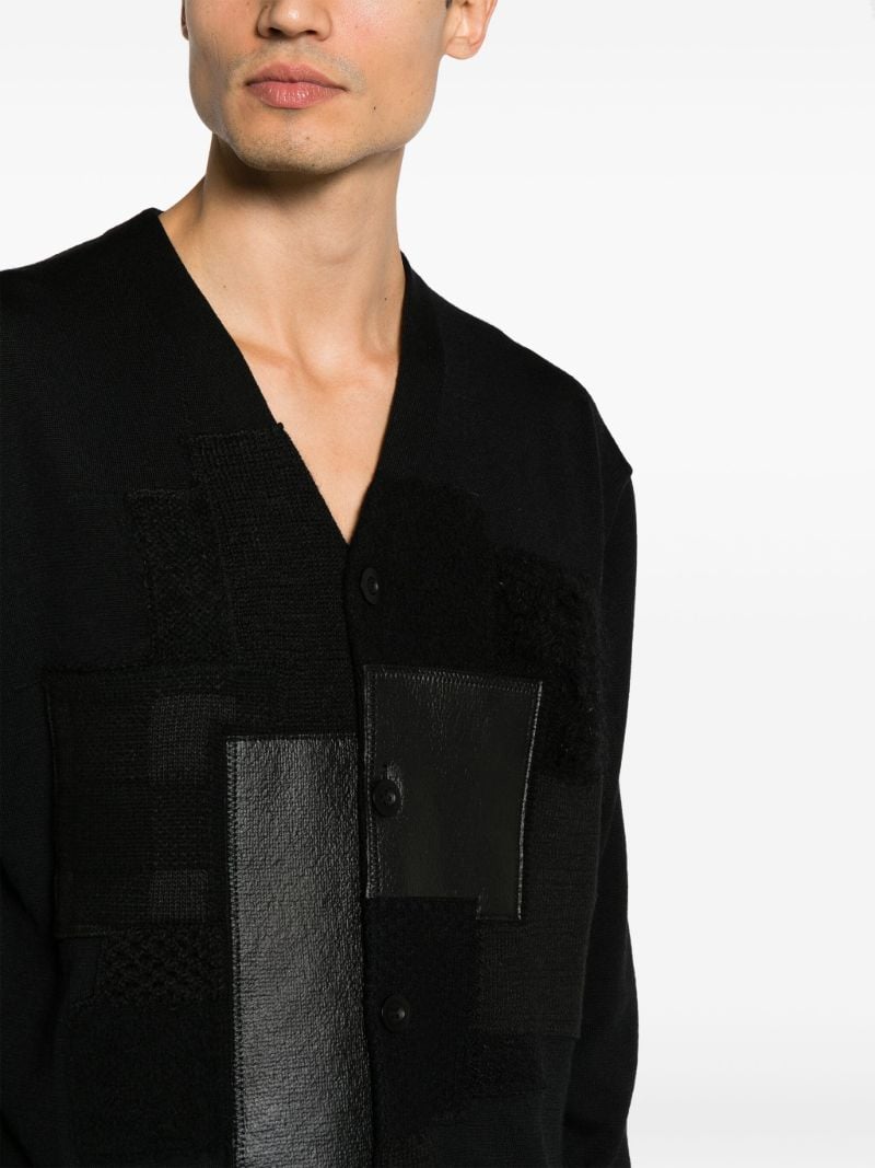 Black Panelled Wool Cardigan