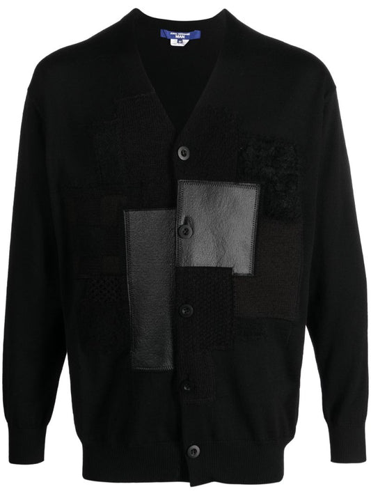 Black Panelled Wool Cardigan