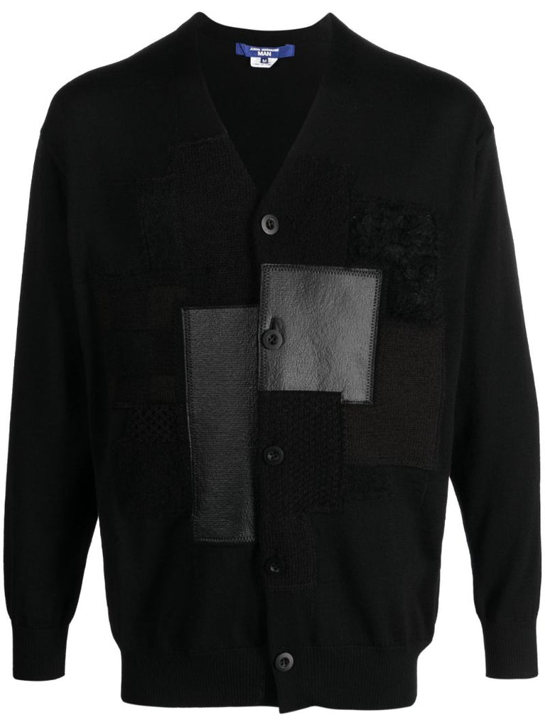 Black Panelled Wool Cardigan