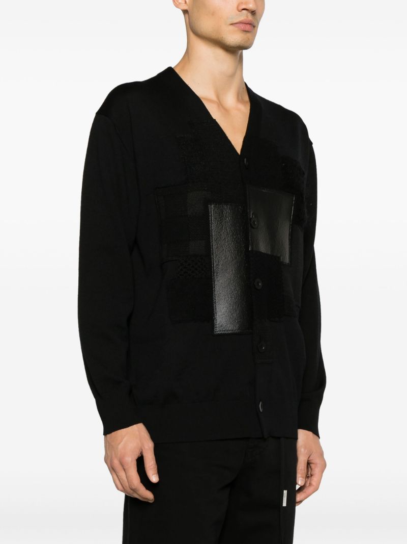 Black Panelled Wool Cardigan