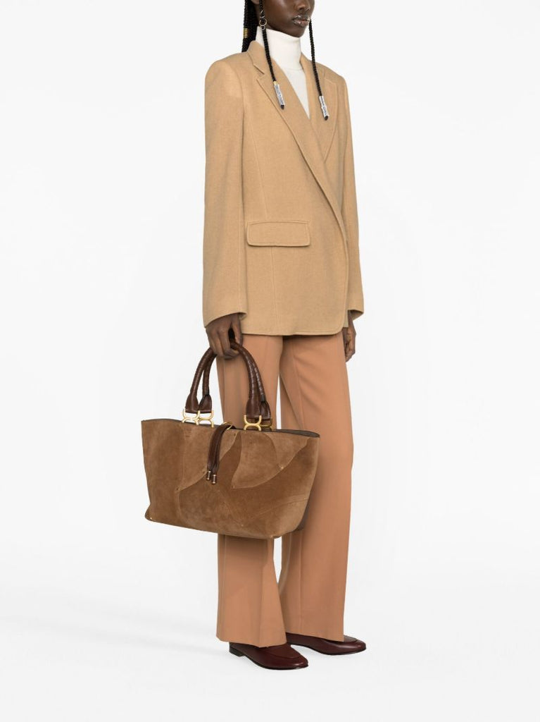 Brown Marcie Suede Patchwork Tote Bag