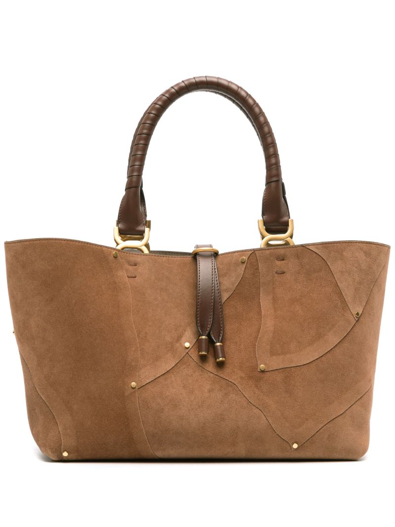 Brown Marcie Suede Patchwork Tote Bag