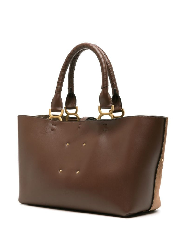 Brown Marcie Suede Patchwork Tote Bag