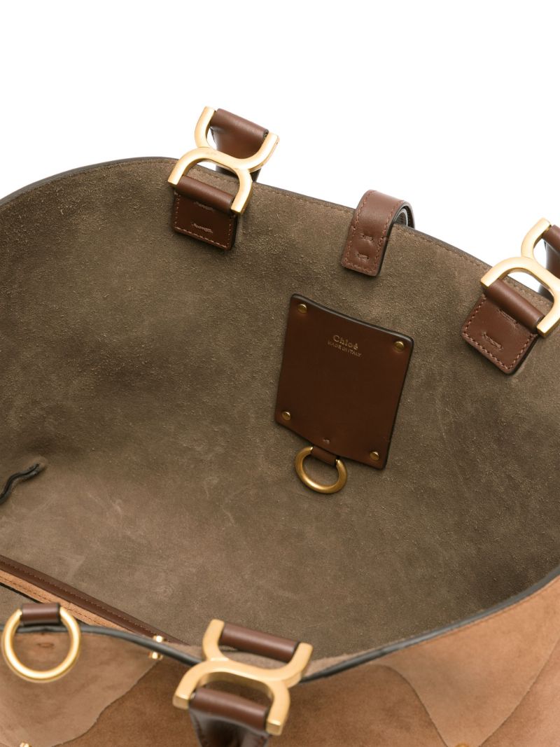 Brown Marcie Suede Patchwork Tote Bag
