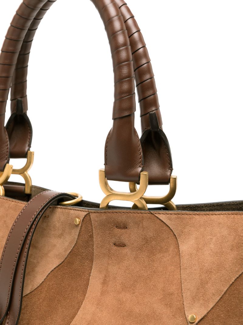 Brown Marcie Suede Patchwork Tote Bag