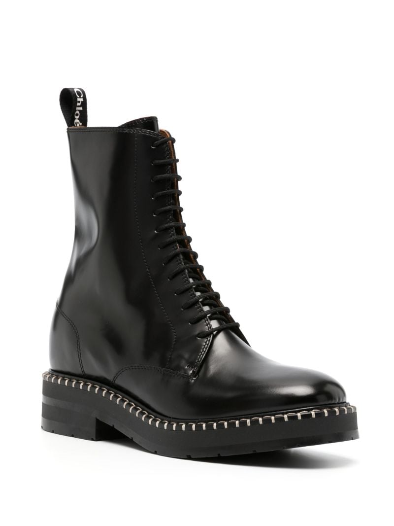 Black Noua Whipstitch Leather Ankle Boots