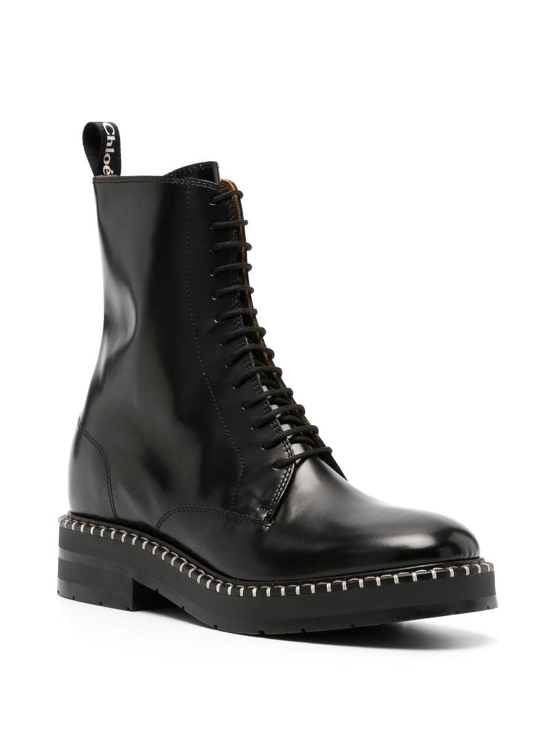 Black Noua Whipstitch Leather Ankle Boots