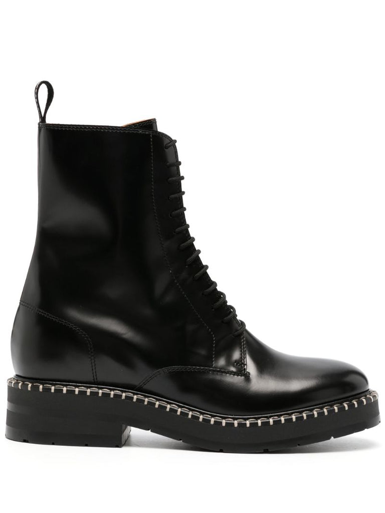 Black Noua Whipstitch Leather Ankle Boots