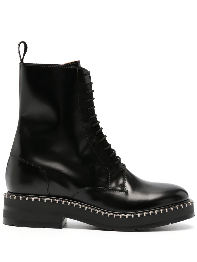 Black Noua Whipstitch Leather Ankle Boots