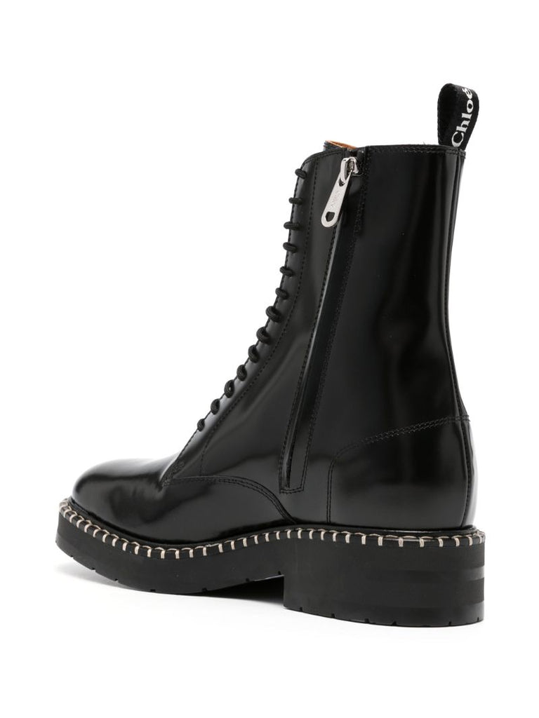 Black Noua Whipstitch Leather Ankle Boots