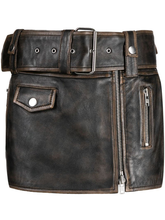 Black Biker Mini Skirt