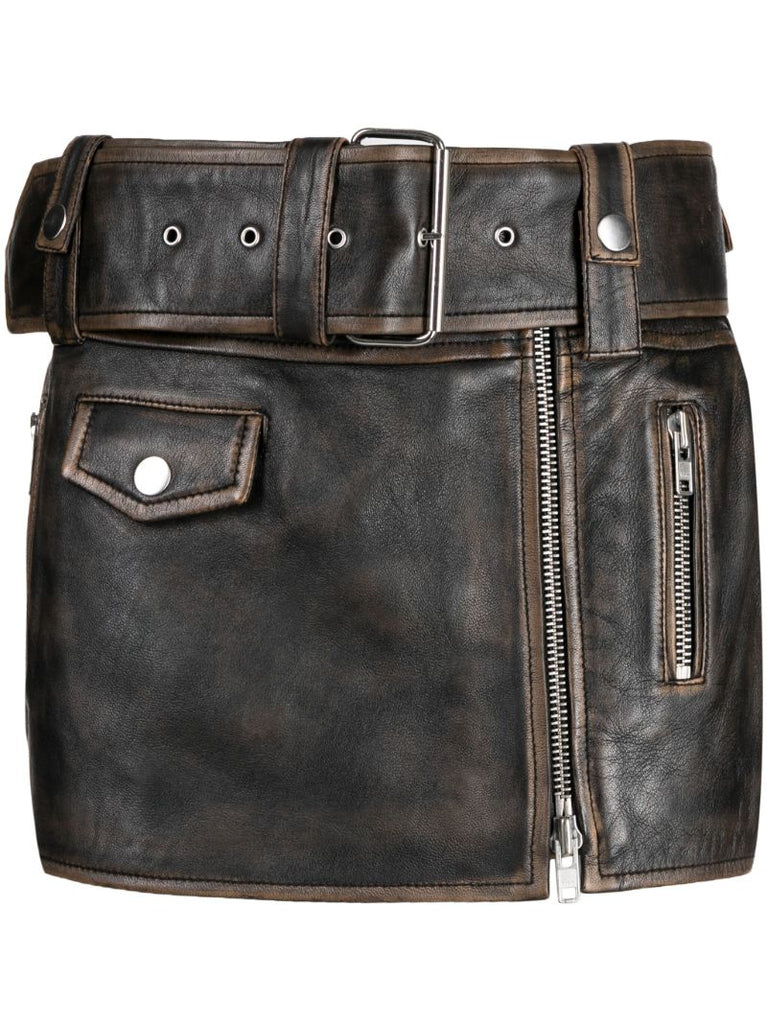 Black Biker Mini Skirt