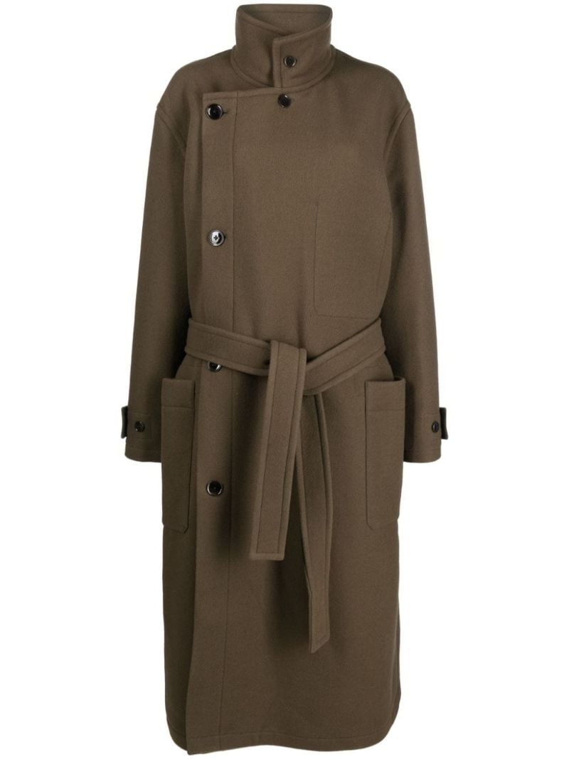 Green Tie-waist Wool Coat