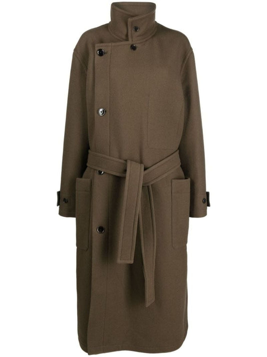 Green Tie-waist Wool Coat