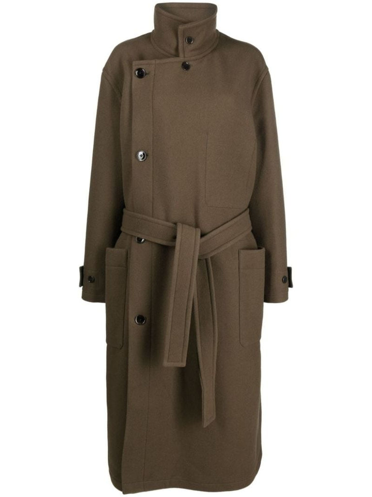 Green Tie-waist Wool Coat