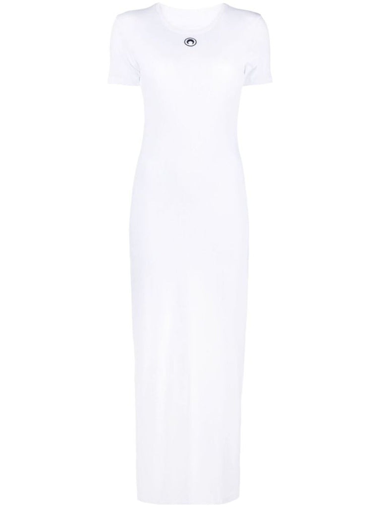 White Crescent Moon Ribbed Dress
