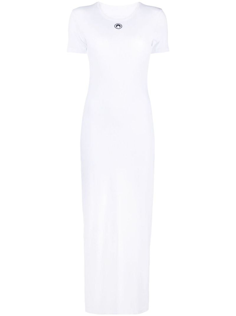White Crescent Moon Ribbed Dress