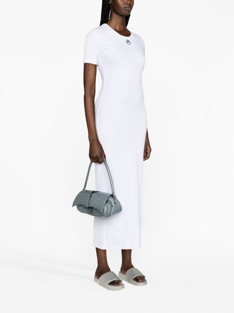 White Crescent Moon Ribbed Dress