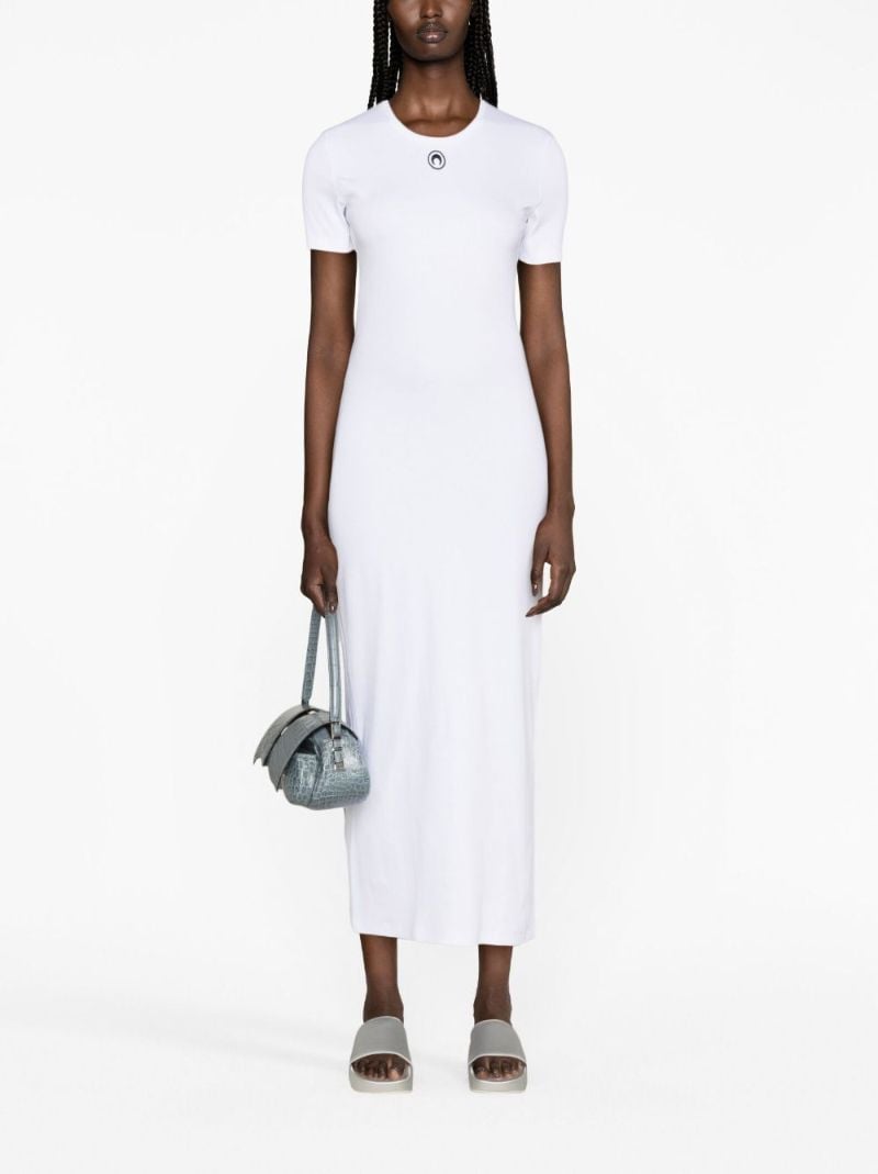 White Crescent Moon Ribbed Dress