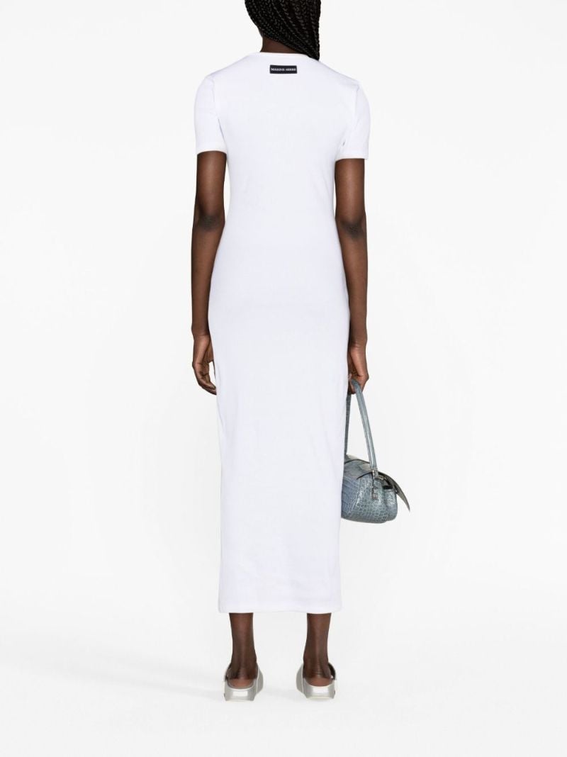White Crescent Moon Ribbed Dress