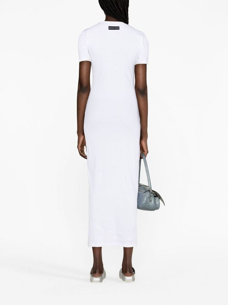 White Crescent Moon Ribbed Dress