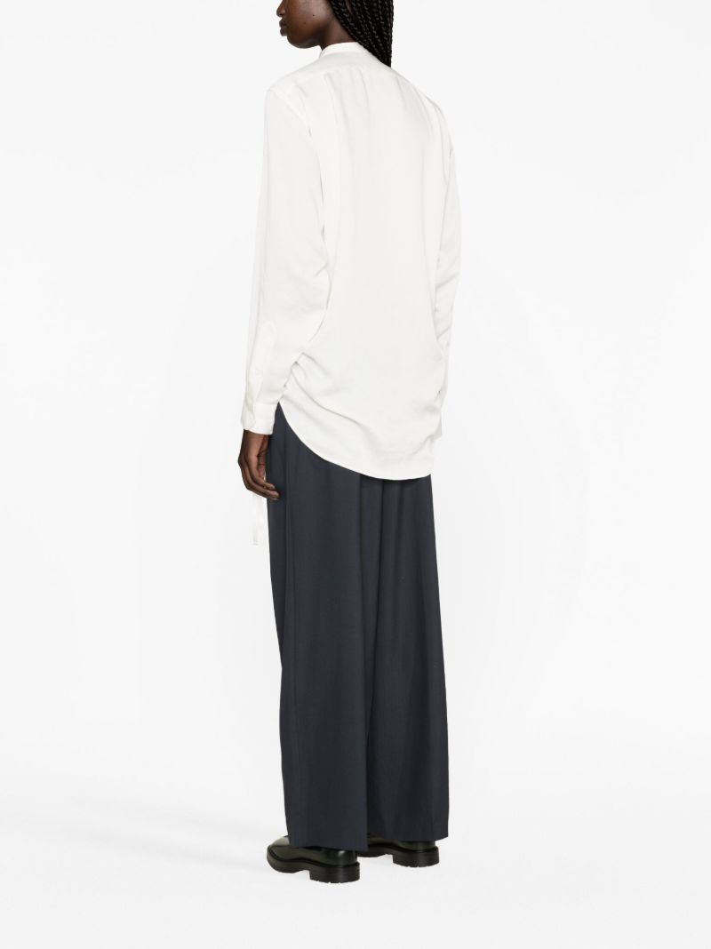 White Shirred Long-sleeve Shirt