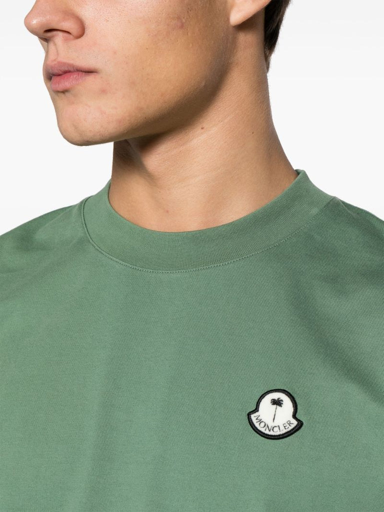 X Palm Angels Green Logo-appliquÃ_x0083_Â© T-shirt