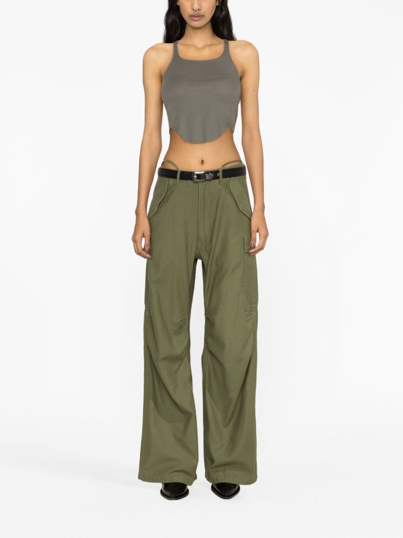 Green Wide-leg Cargo Trousers