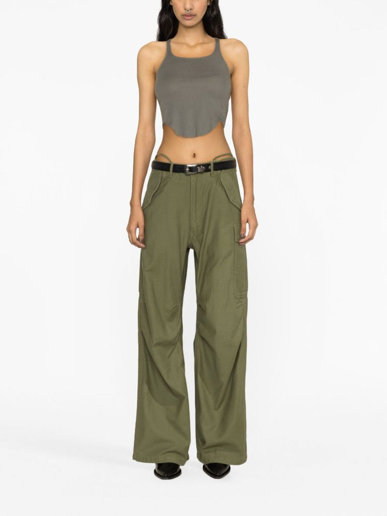 Green Wide-leg Cargo Trousers