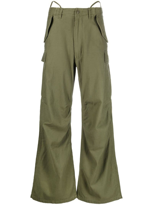 Green Wide-leg Cargo Trousers