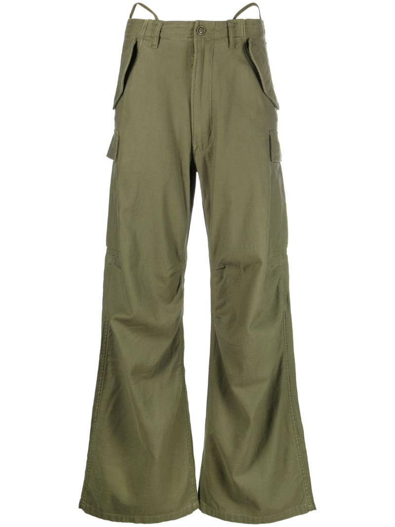 Green Wide-leg Cargo Trousers