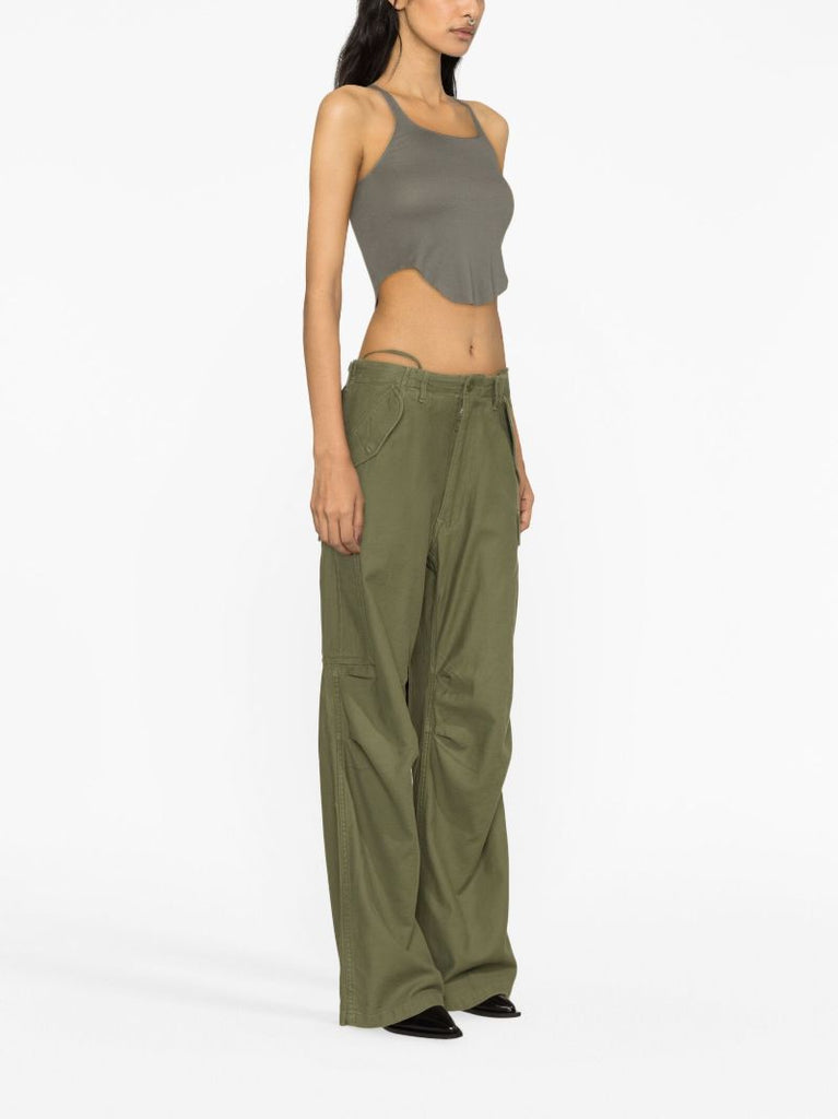 Green Wide-leg Cargo Trousers