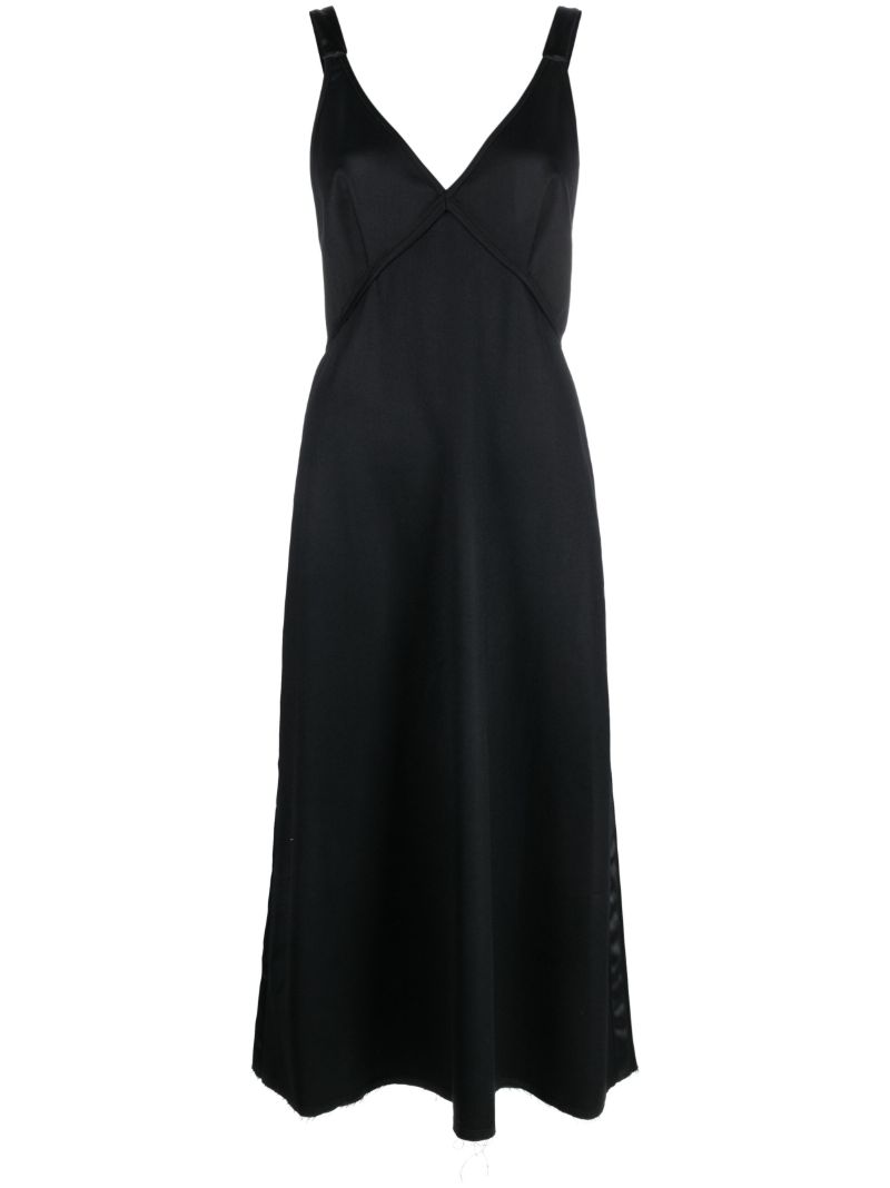 Black Grunge Wool Midi Dress