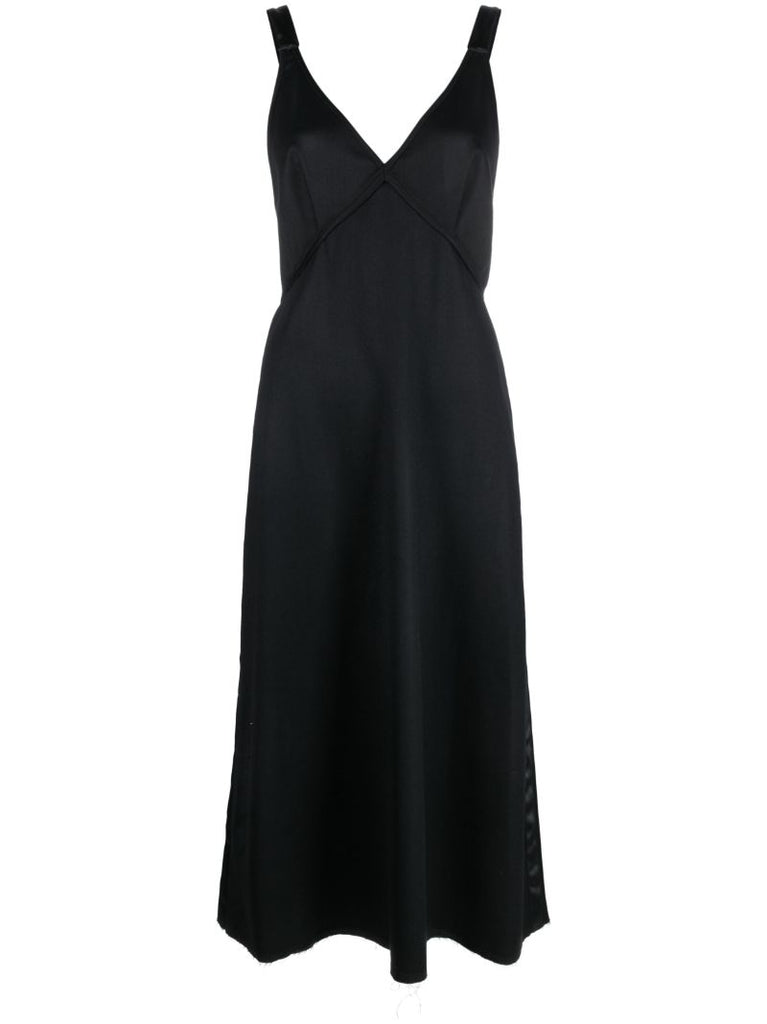 Black Grunge Wool Midi Dress