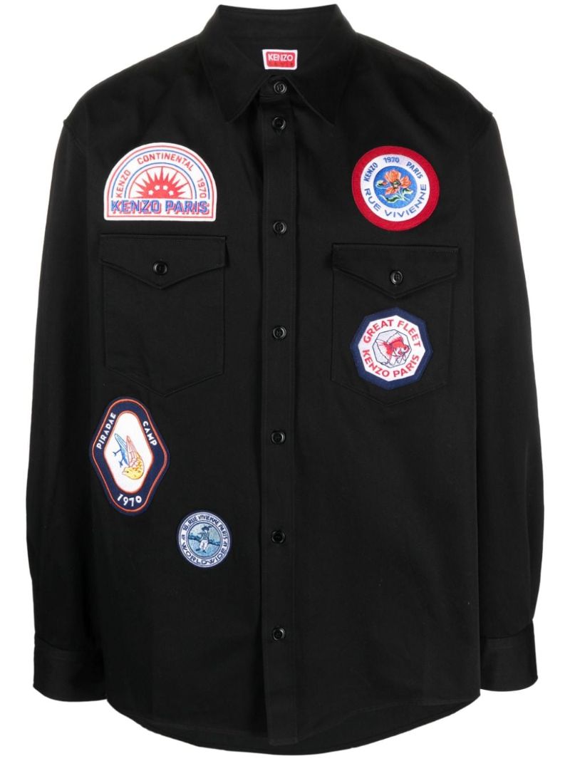 Black Logo-patch Cotton Shirt