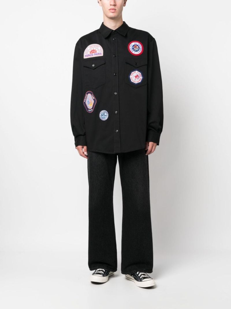 Black Logo-patch Cotton Shirt