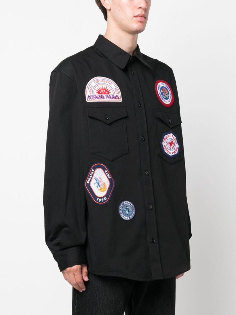 Black Logo-patch Cotton Shirt