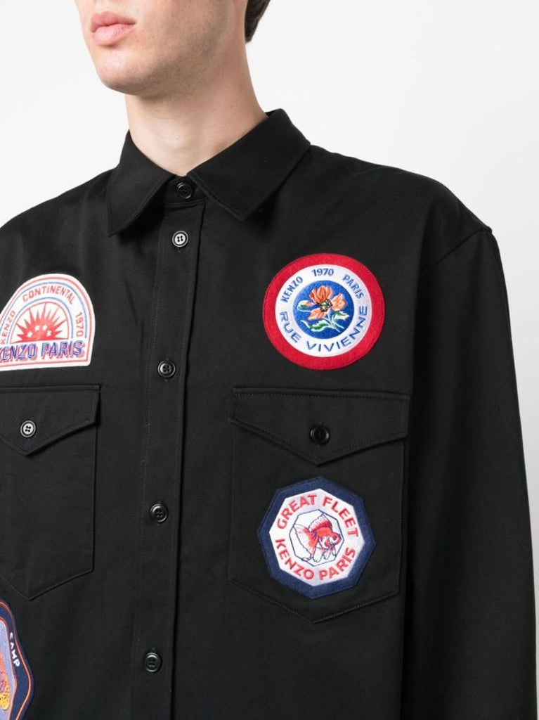 Black Logo-patch Cotton Shirt