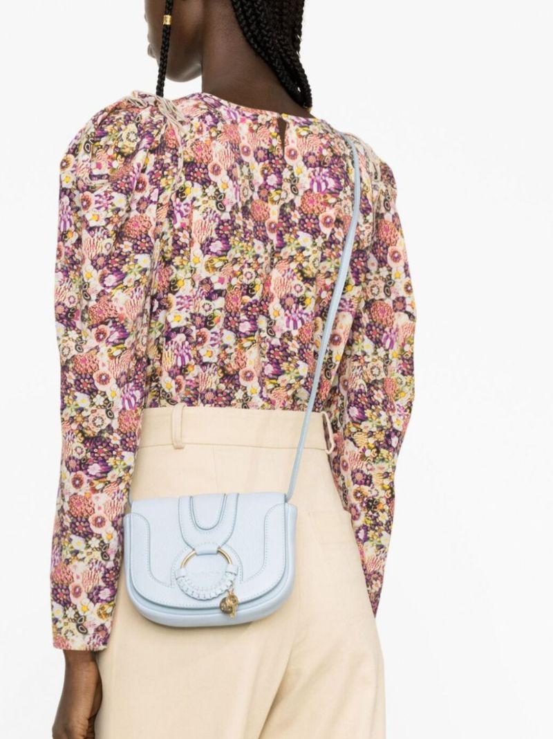Blue Hana Leather Cross Body Bag